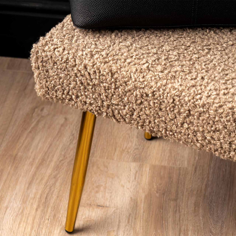 Adalinn Upholstered Velvet Bench for Bedroom Furniture, Modern Bench with Iron Metal Base, Taupe