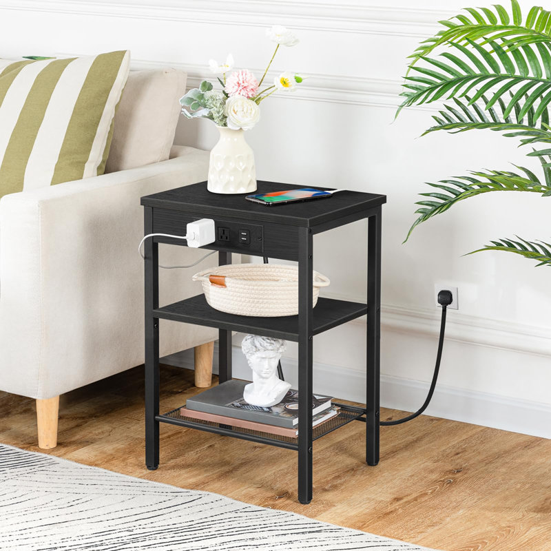 Side Table with Storage, Black