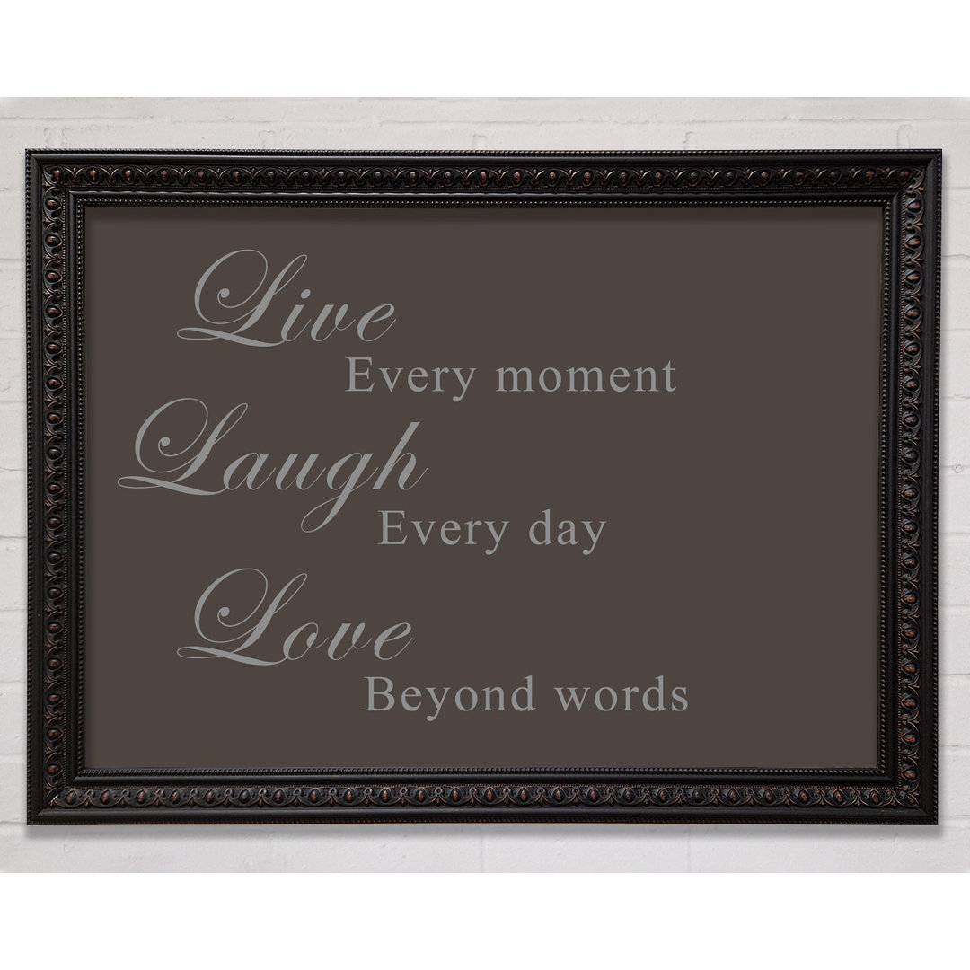 Love Quote Live Laugh Love Grey - Einzelne Bilderrahmen Kunstdrucke