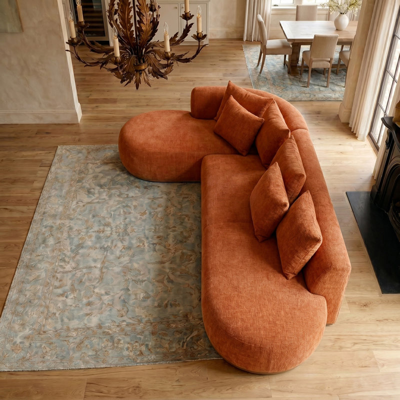 Canapé modulaire courbé en mousse Boucle 134,63 po, Orange