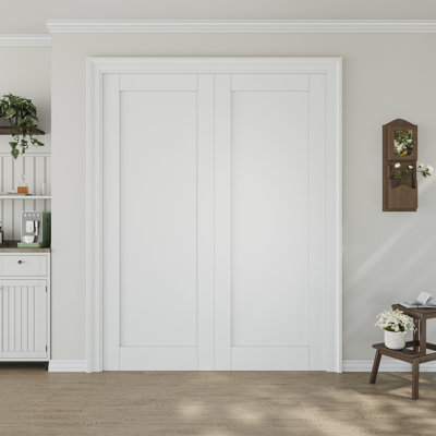 Interior Pantry Primed Shaker Paneled Slab Door Solid Manufactured Wood
