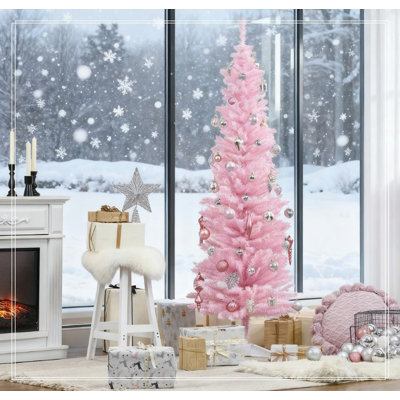 Arbre de Noël festif au crayon rose