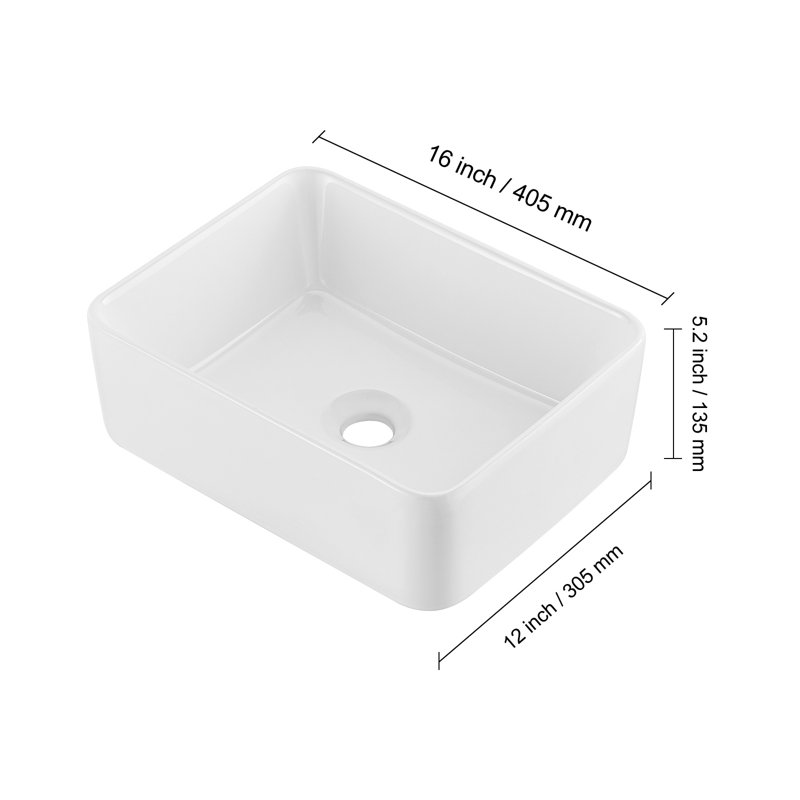 VEVOR 48.3mm W White Ceramic Sink