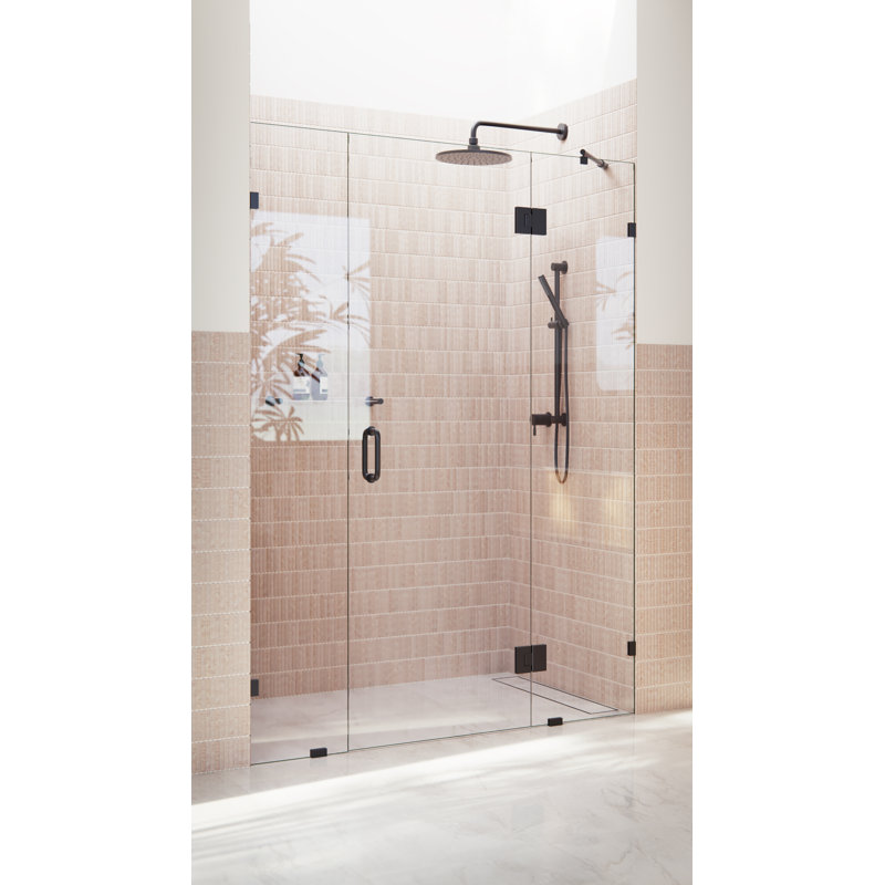 Stellar 61.75 in. x 78 in. Fully Frameless 3 Panel Inline Hinge Shower Door, Matte Black