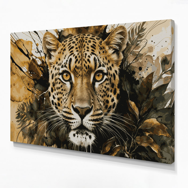 Faune léopard brune, art mural sur toile, H 11 po x l 14 po