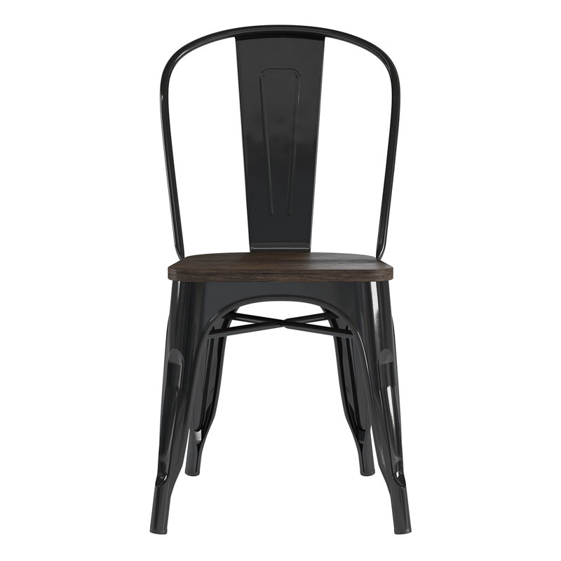 41.91cm H Slat Back Stacking Side Chair, Black
