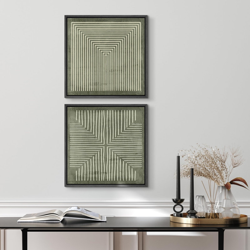 Motif géométrique de lignes murales, œuvre d'art abstraite minimaliste neutre, reproduction d'art sur toile encadrée, 2 pièces