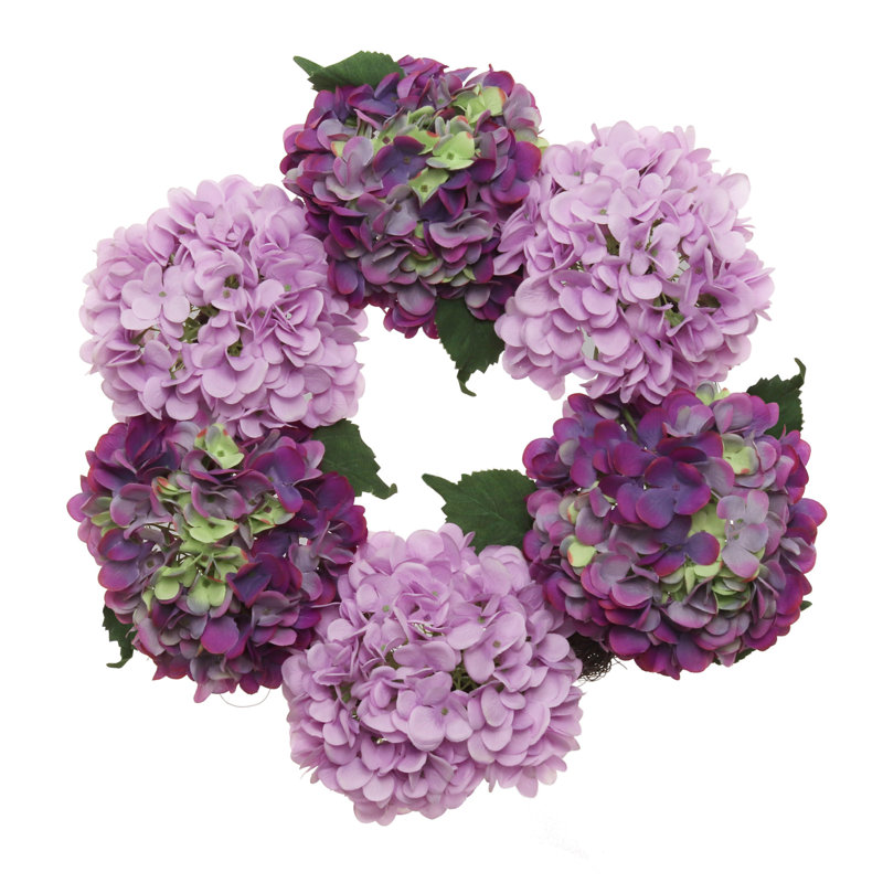 Couronne d'hortensia artificielle et rose de 18 pouces de haut