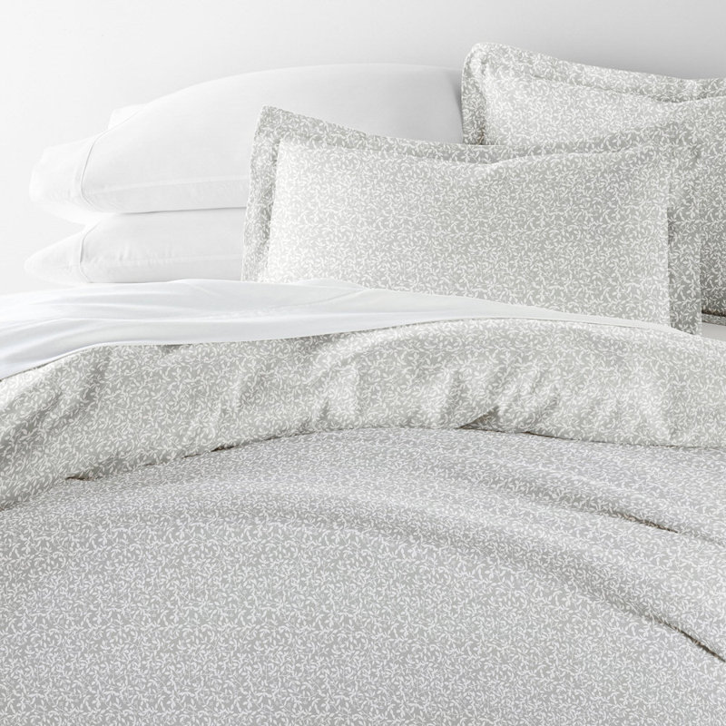 Duvet Cover Set Patterned Microfiber Ultra Soft Bedding in Vine Trellis, Queen Duvet Cover + 2 Standard Shams