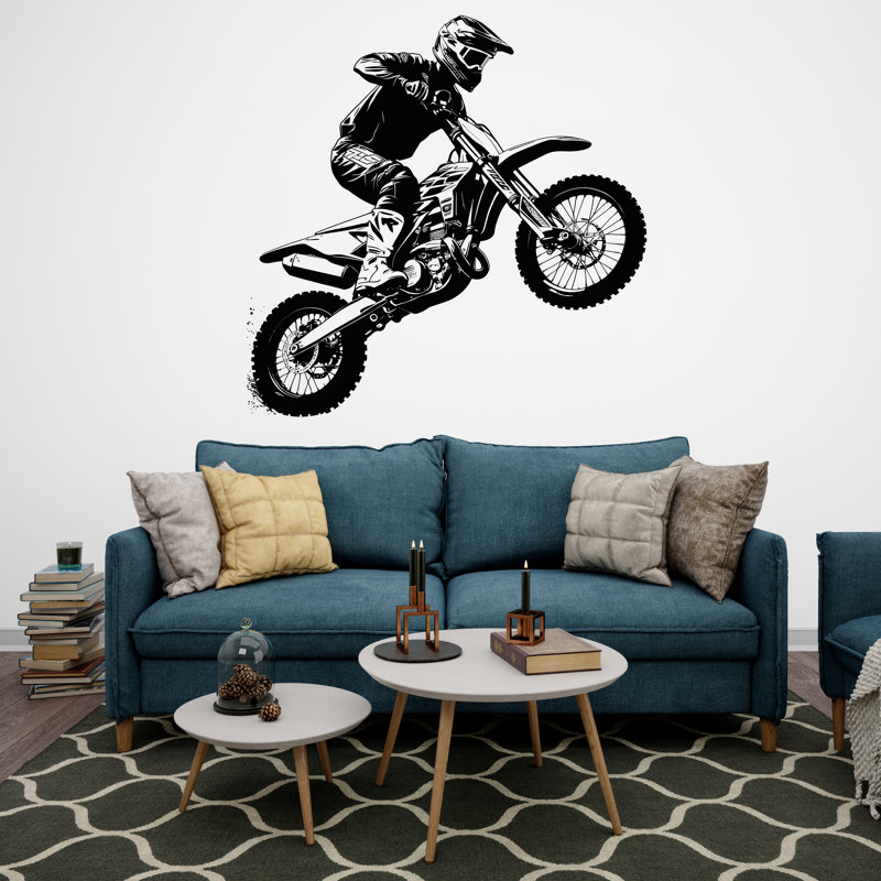 Motocross, décorations murales, décorations murales, art mural, autocollants pour chambre à coucher, H 17 po x l 17 po, Beige