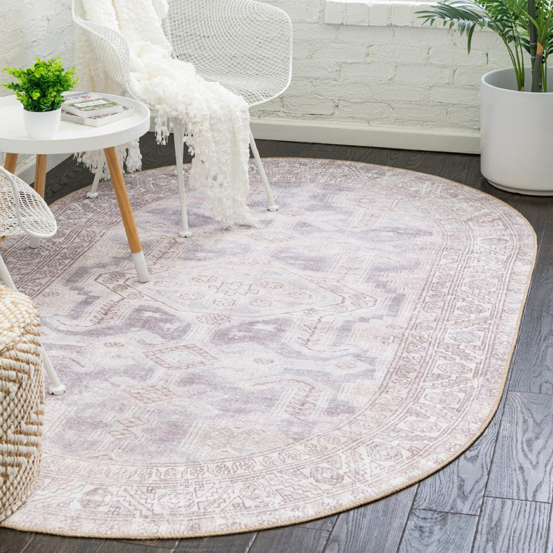 Chenille Geometric Indoor Rug, Oval 5' x 8'