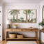 «Soft Neutral Tropical Palms and Botanical Greenery», reproduction d'art sur toile encadrée 3 pièces.-603496768-603496772