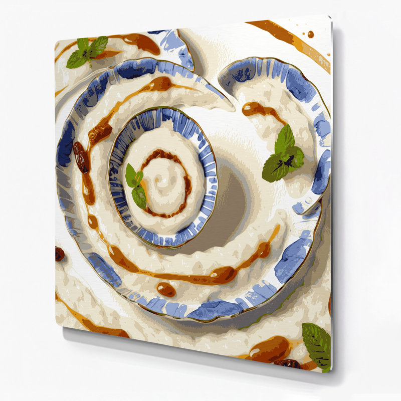 Dessert riz au lait, art mural beige, H 8 po x l 8 po
