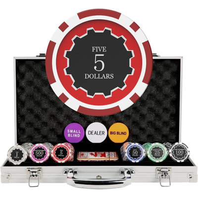Pro Poker Chip Set, Denomination-Friendly, Aluminum Case, Cards, Dice