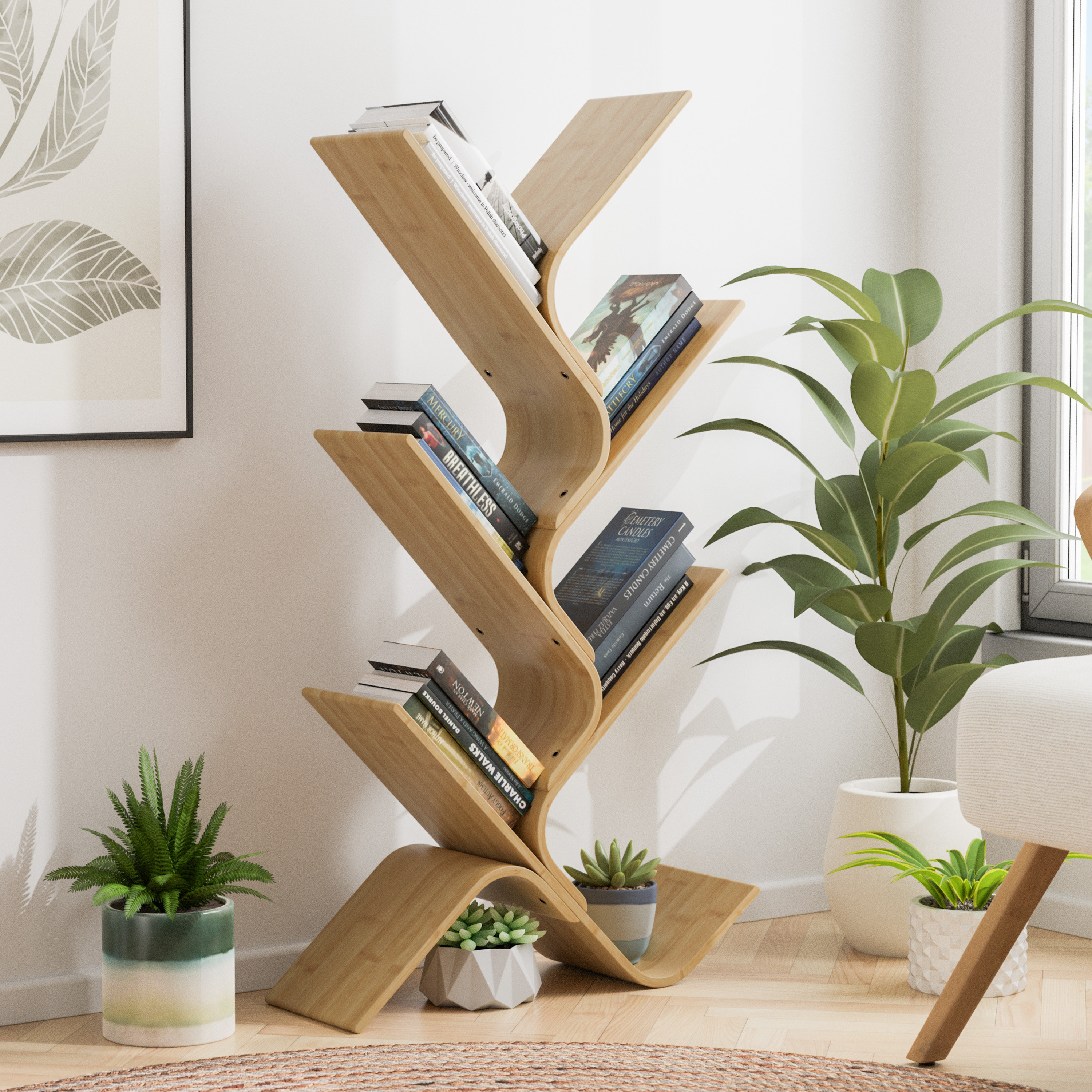 Ivy Bronx Mackaylah Bamboo Vertical 6-Shelf Bookcase | Wayfair