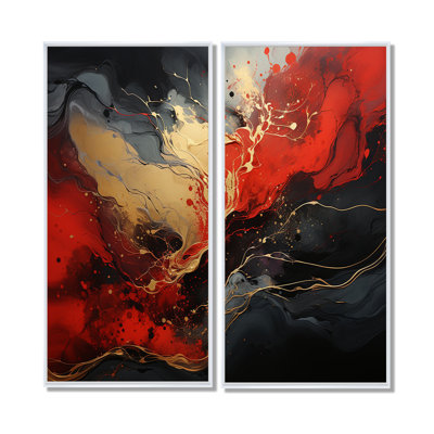 Rouge et rouge marbre volcan II - art mural moderne