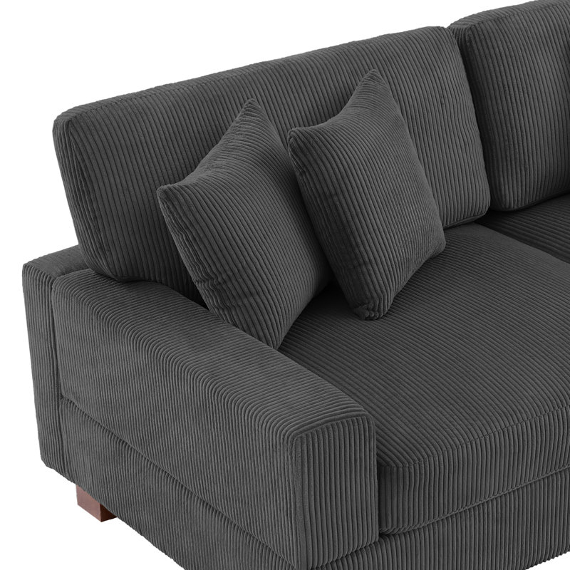 208Cm Square Arms Modular Sofa, Grey