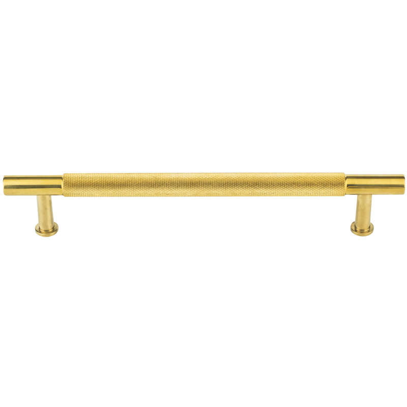 Beliza Knurled Bar Pull, Unlacquered Brass, 3 3/4"