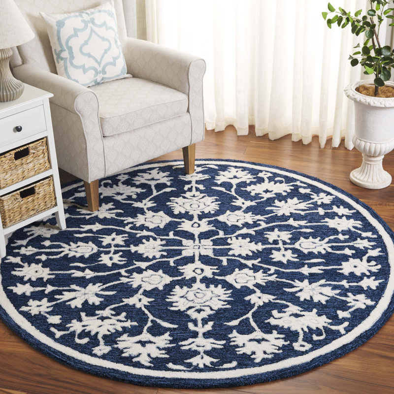 Ebony Hand Tufted Wool Pile Oriental Rug, Round 6'