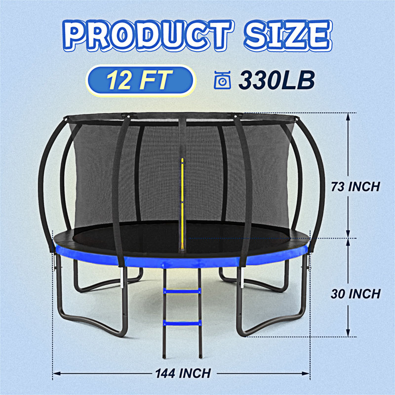 Filet de sécurité intérieur pour trampoline 12Ft, Bleu