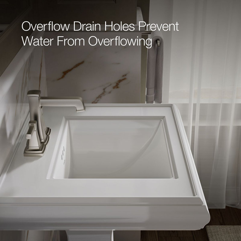 Memoirs®  Pedestal Tall Bathroom Sink with Overflow, White, 4" Centers