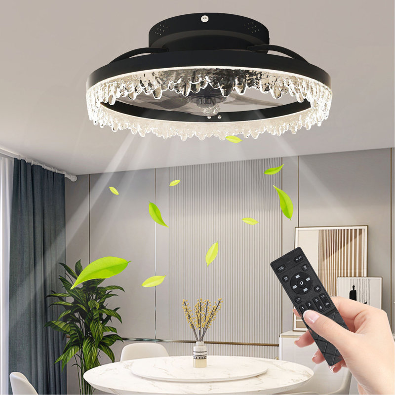 Ventilateur de plafond noir intelligent avec lumière Smart Silent Elegant, 16 po de largeur