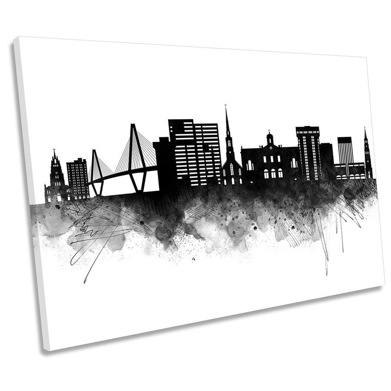 Charleston Abstract City Skyline - Wrapped Canvas Print, 91.4cm H x 137.2cm W x 4cm D
