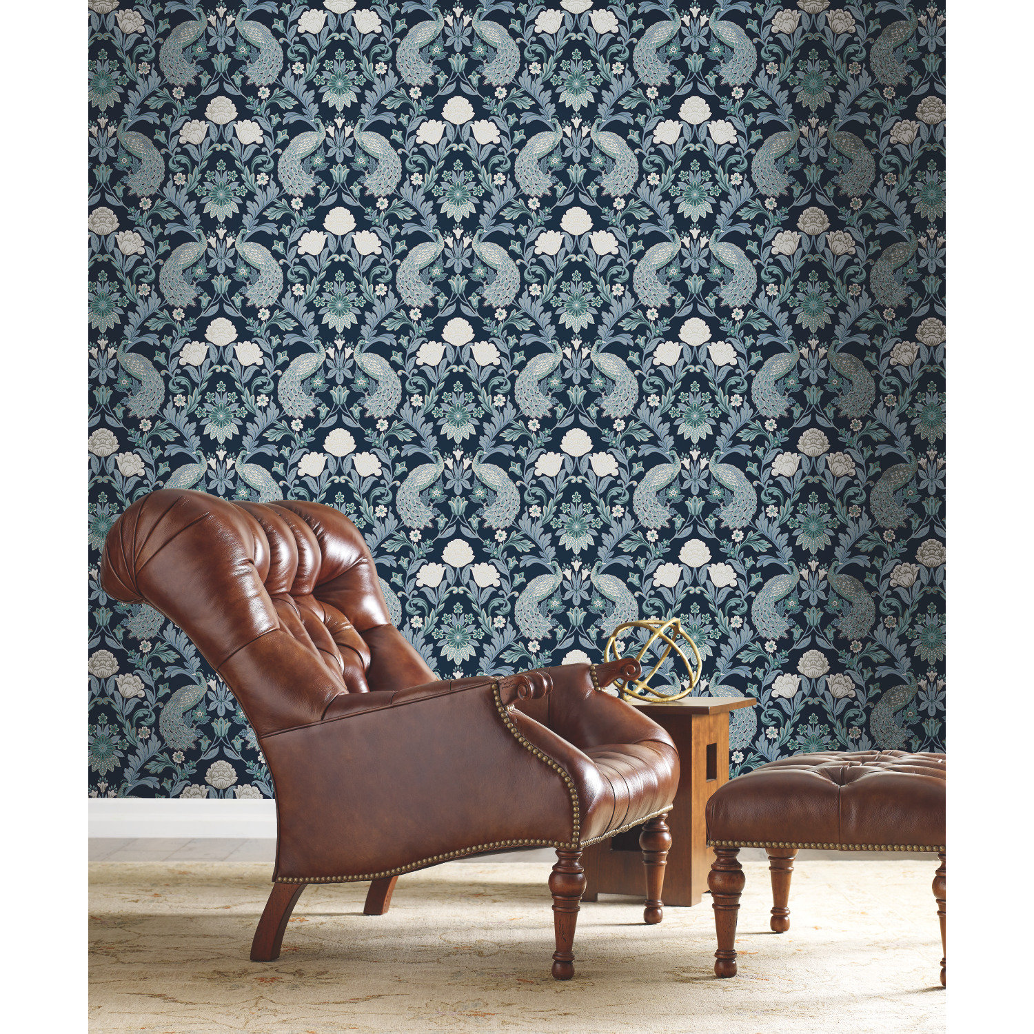 Harmony Floral Wallpaper, Navy