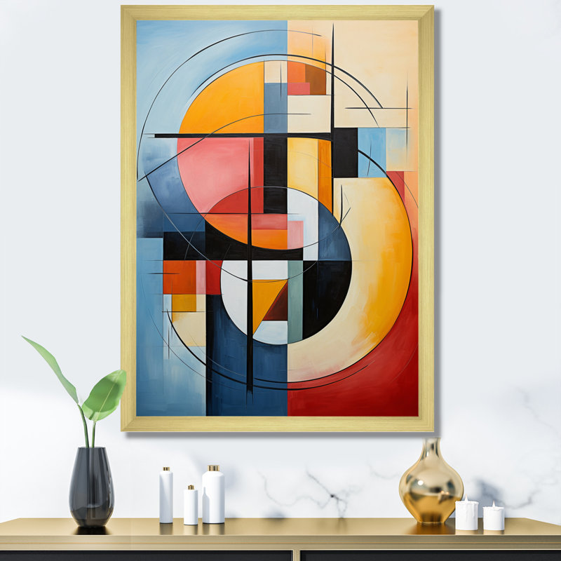 «Geometric Abstraction Focus I», reproduction sur toile, Encadrement doré, H 40 po x l 30 po x P 1,5 po