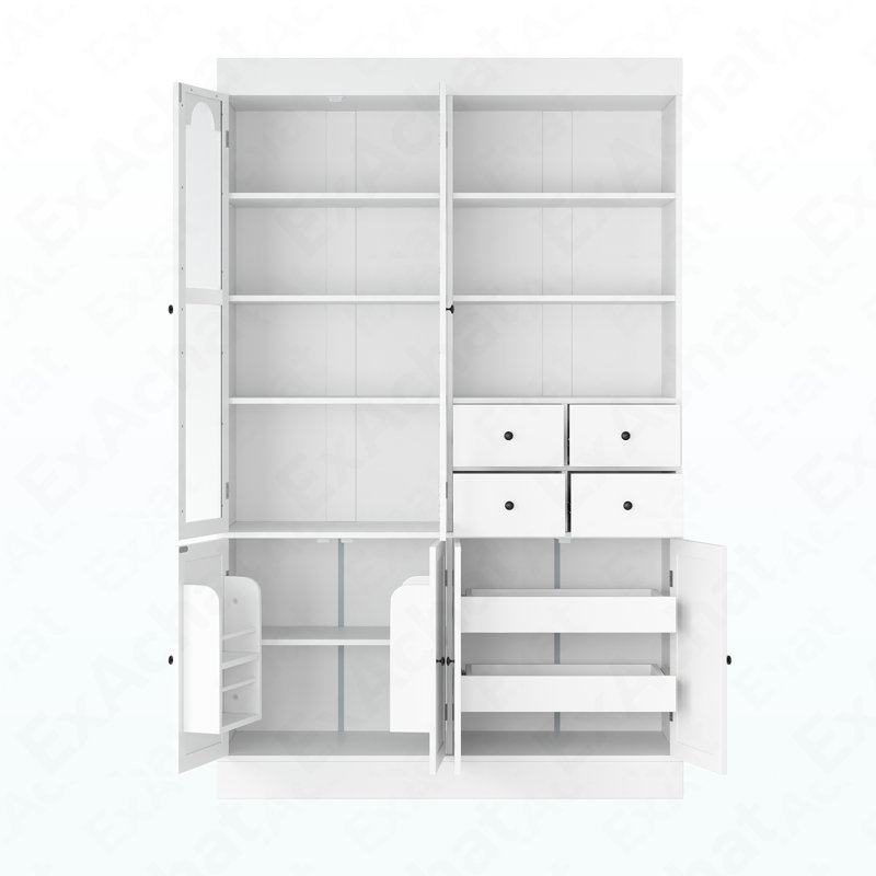 Freestanding Buffet With Hutch 47.2X15.7X75in - Multi-Shelf Pantry Cabinet For Dining & Living Room, White