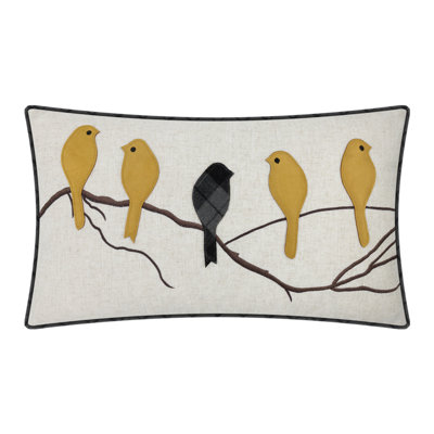  Appliqued Linen Reversible Pillow Cover