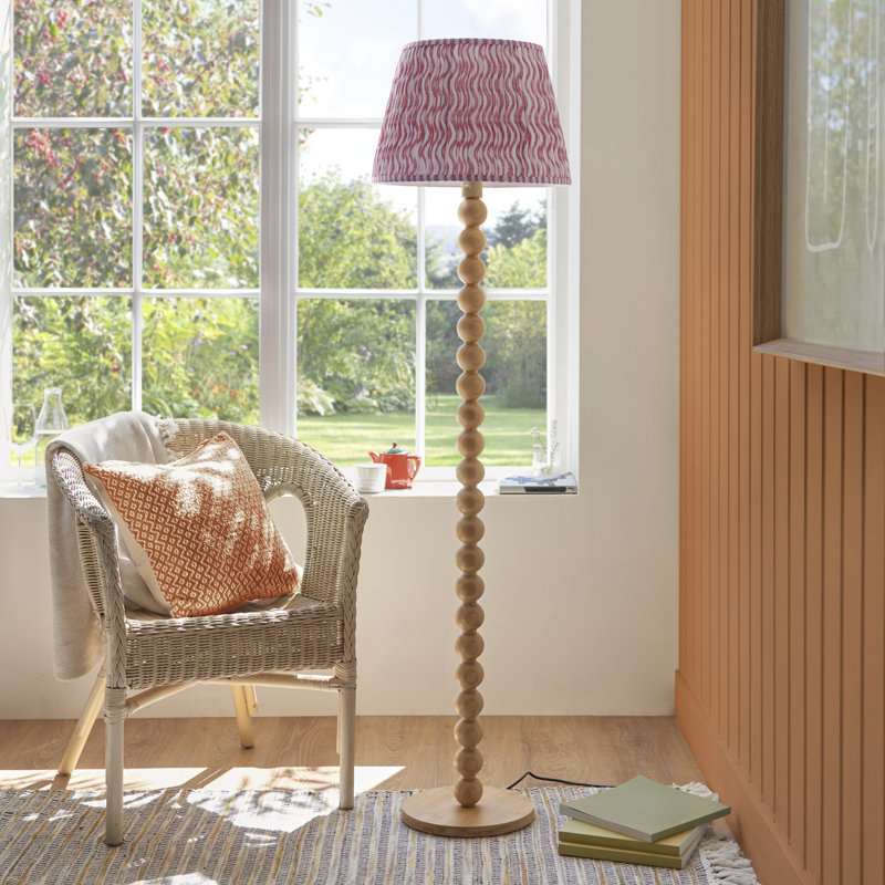 Cane 156cm Traditional Floor Lamp, Coral Pink