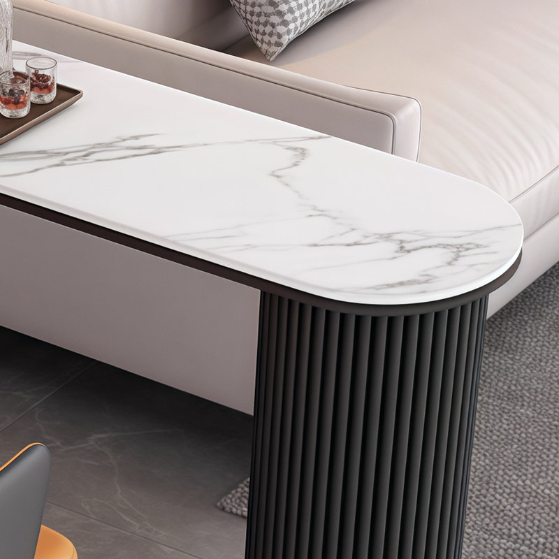 Table de bar moderne et simple, H 41,3 po x L 62,9 po x l 15,7 po, Blanc, Noir