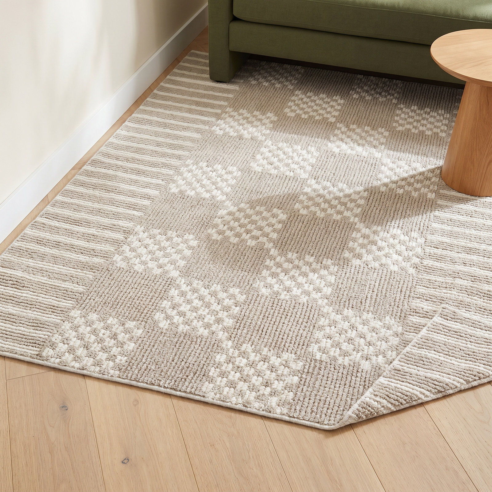 Ivory Gray Hand-Tufted Wool Rug, Rectange 7'6" x 9'6"
