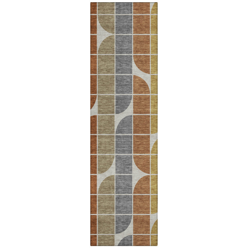 Machine Washable Indoor/Outdoor Lockway ACN2418 Mid-Century Modern Rug, Runner 2'3" x 7'6"