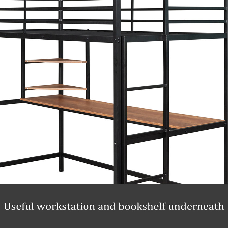 Lit mezzanine pour enfants Dathan, Simple, Noir
