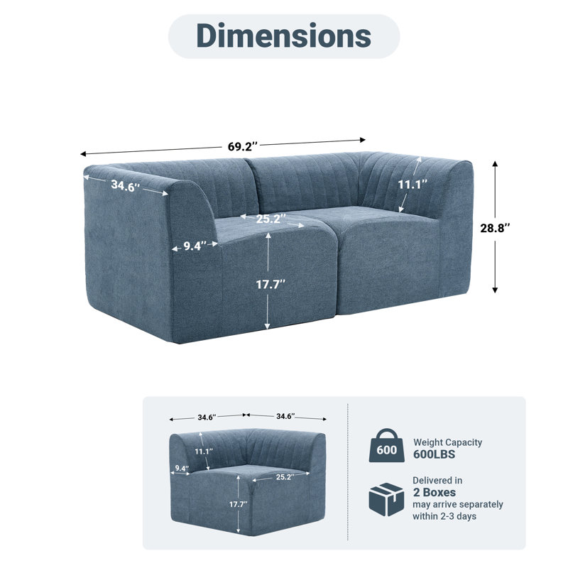 Canapé modulaire 69,2 po, Blue
