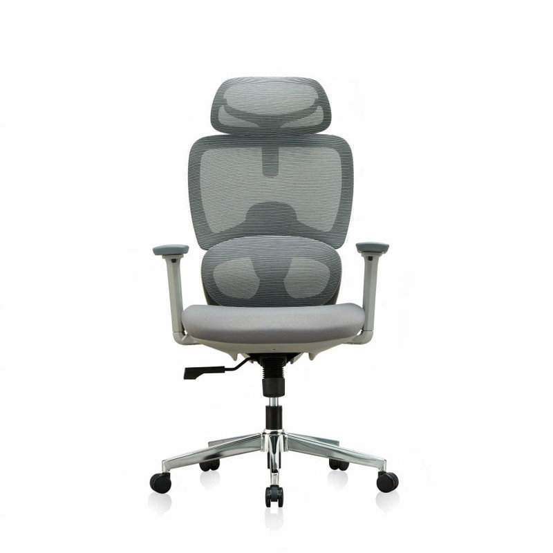 Polyester Office Chair with Headrest, Grey
