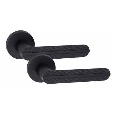  Modern Lima Design Premium Bathroom Door Handles on Round Rose in Matt Black Finish