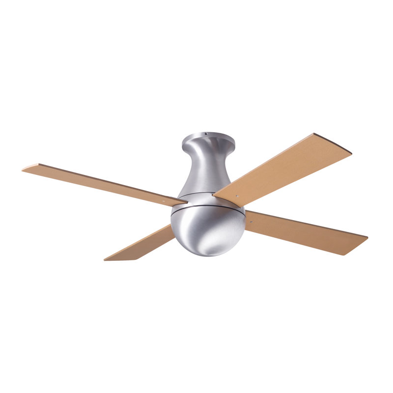 Ball 42'' Ceiling Fan, Brushed Aluminum, Handheld Remote Control (2-wire), Maple