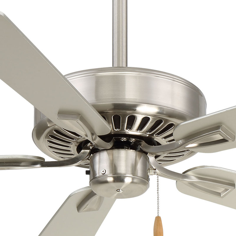 52" Contractor 5 - Blade Standard Ceiling Fan with Pull Chain, Brushed Nickel with Silver Blade