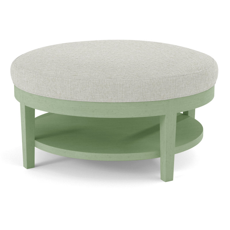 Midtown Upholstered Ottoman, Celery Finish, White Performance Fabric; 0851-94