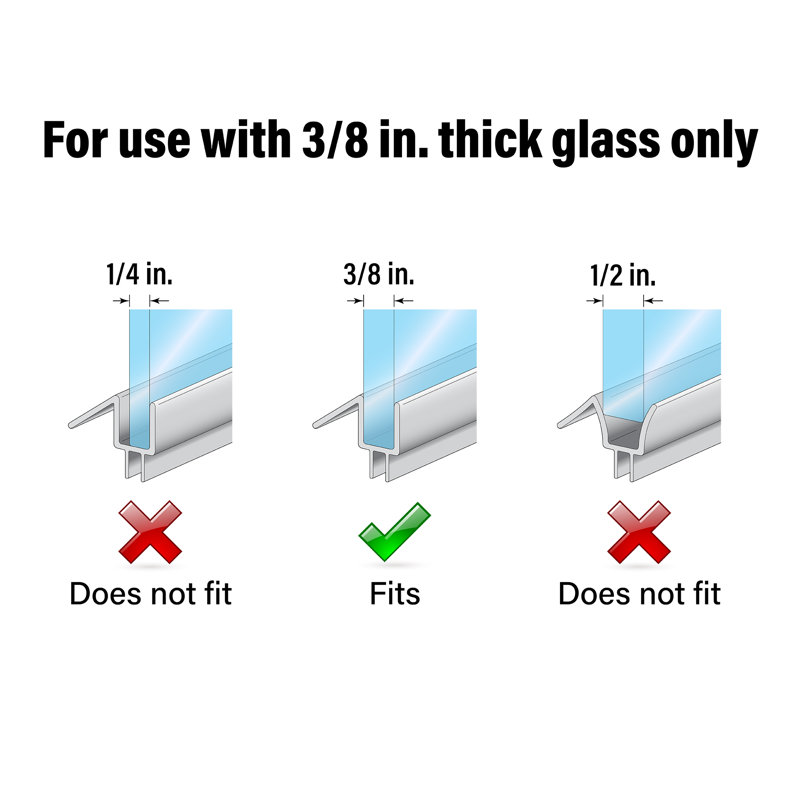 Prime-Line Frameless Shower Door Bottom Seal for 3/8 In. Thick Glass Doors  Stop Shower Leaks and Create a Water Barrier, 36 In., Clear Vinyl (Single Pack)