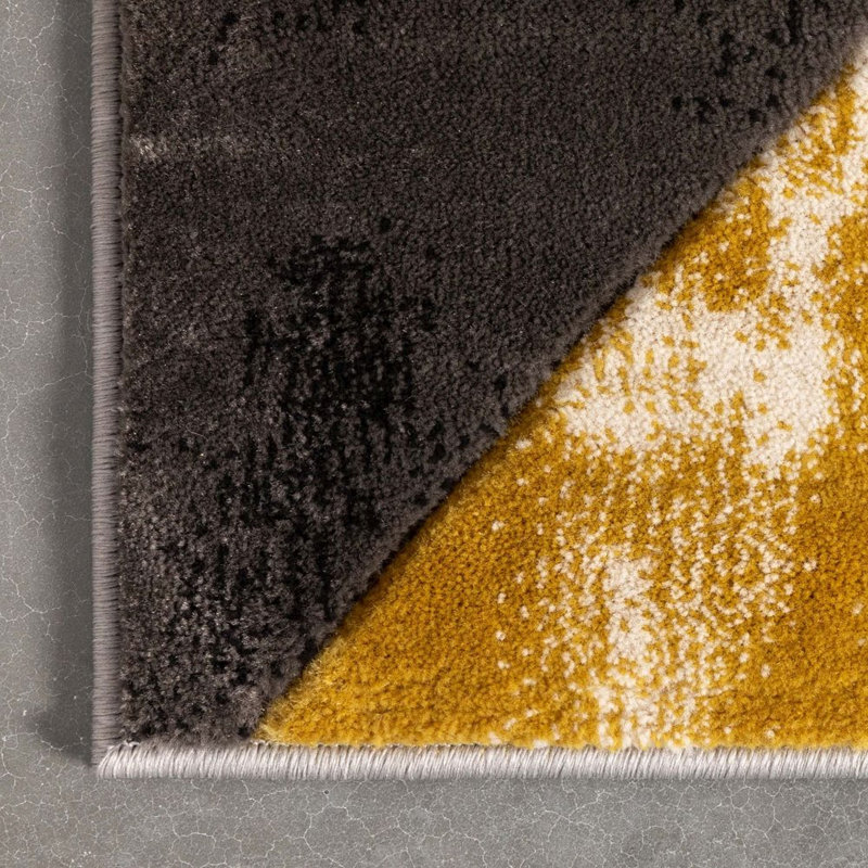 Marvale Gold Modern Geometric 3D Textured Rug, Rectangle 5'3" x 7'3"