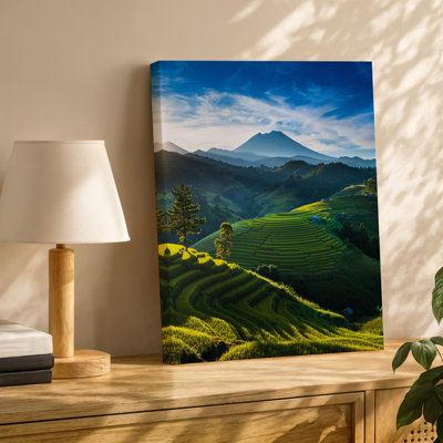 Canvas A Breathtaking Panoramic View Of Lush Green Rice Terraces Cascading Wall Art Down Rolling Hills Bathed In Vibrant Sunlight In Canvas Wall Art