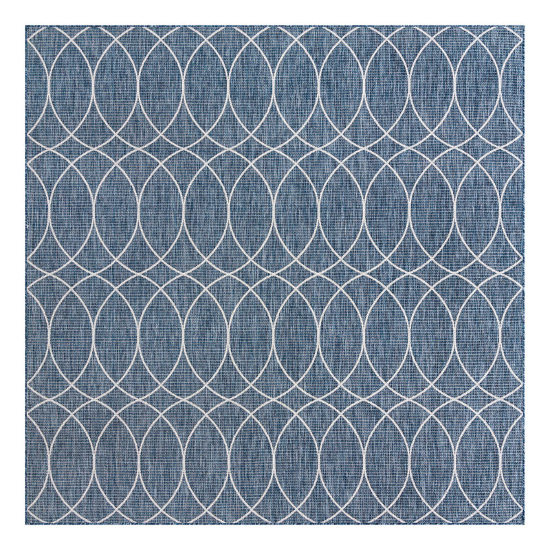 Blue Gitter Indoor/Outdoor Trellis Rug, Square 10'