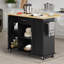 Chariot roulant pour îlot de cuisine avec plateau de boucher - Poste de travail portatif avec tablettes de rangement et roulettes verrouillables-304265250