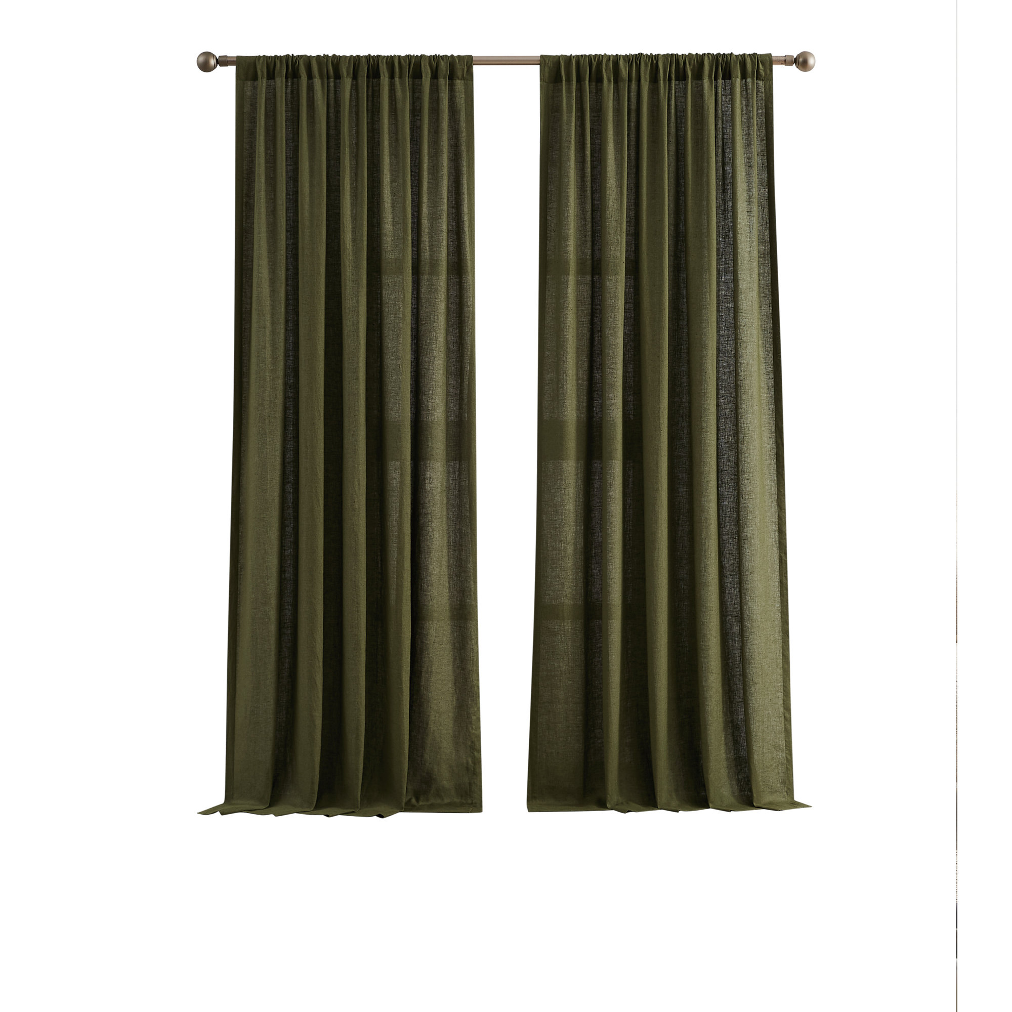  Linen Window Curtain, 50 x 108, Moss Green