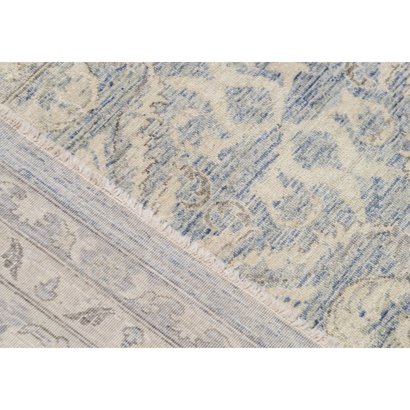 Wool Oriental Area Rug in Light Blue/Ivory/Brown