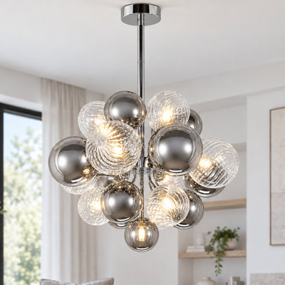 Lustre moderne à bulles argentées 23,6 "